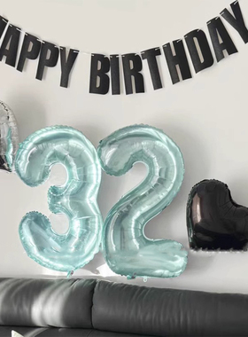 32寸果冻水晶数字铝膜气球网红成人生日派对节日气氛装饰30岁男女