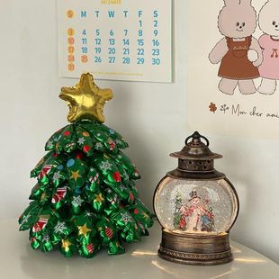 ins迷你圣诞树铝膜气球桌面底座道具氛围感布置店铺酒吧商场装 饰