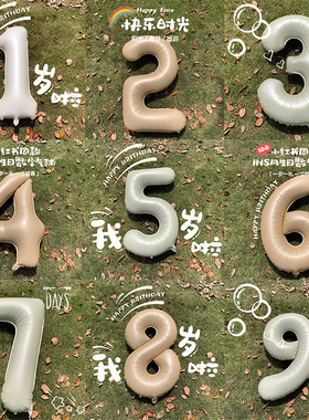 32寸40寸铝膜数字气球 女孩生日场景布置装饰宝宝女宝123周岁布置