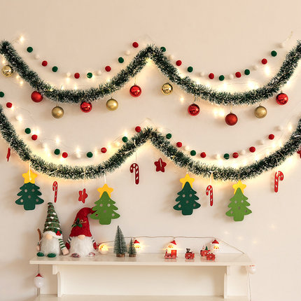 圣诞节毛条圣诞树拉旗商场橱窗装扮场景布置拉花餐厅墙面装饰用品