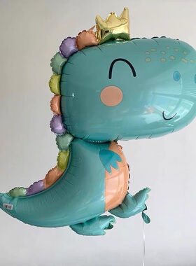 ins网红恐龙宝宝气球铝膜飘空氦气球宝宝生日周岁背景布置装饰