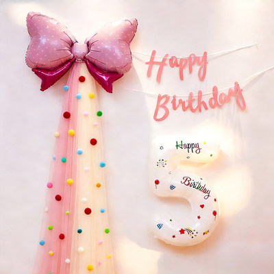 女孩生日场景布置装饰DIY网纱蝴蝶结派对氛围感拍照道具背景墙