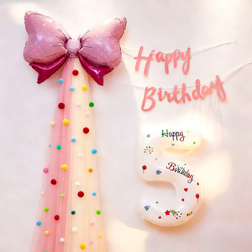 女孩生日场景布置装饰DIY网纱蝴蝶结派对氛围感拍照道具背景墙