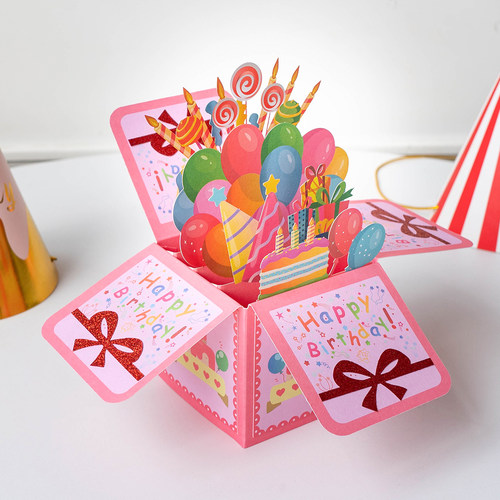 小红书ins风生日贺卡立体3D写字