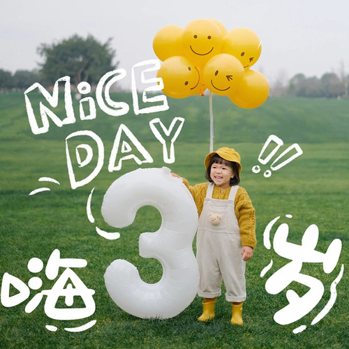 儿童数字气球生日装饰场景布置