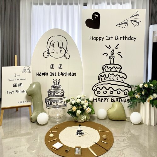 韩系ins风周岁生日布置KT板