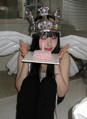 ins皇冠气球帽头饰生日氛围派对公主王国造型装饰充气拍照道具