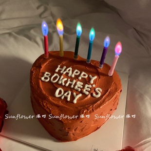 好看 生日蛋糕装 饰彩色蜡烛派对装 饰ins风 彩虹色霓虹光蜡烛哦