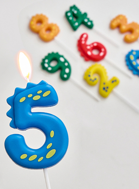 卡通恐龙数字蜡烛男孩彩色生日插件宝宝周岁装饰蛋糕拍照道具布置