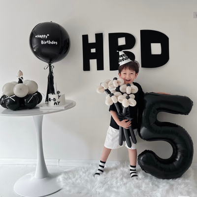 小红书同款黑色HBD生日背景墙