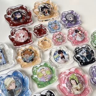 乘梦电波 融雪恋歌 手套谷美亚克力吧唧砖收纳装饰摆台谷子吧唧