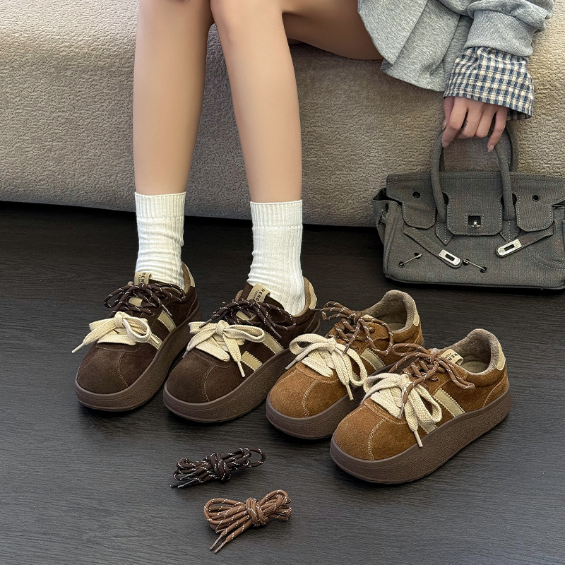 厚底保暖防滑运动牛皮休闲棉鞋