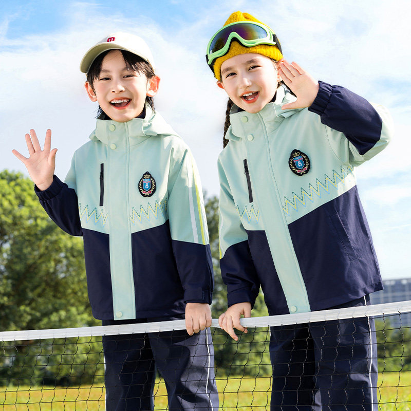小学生校服幼儿园园服春秋装冲锋衣三件套儿童运动班服园服三合一