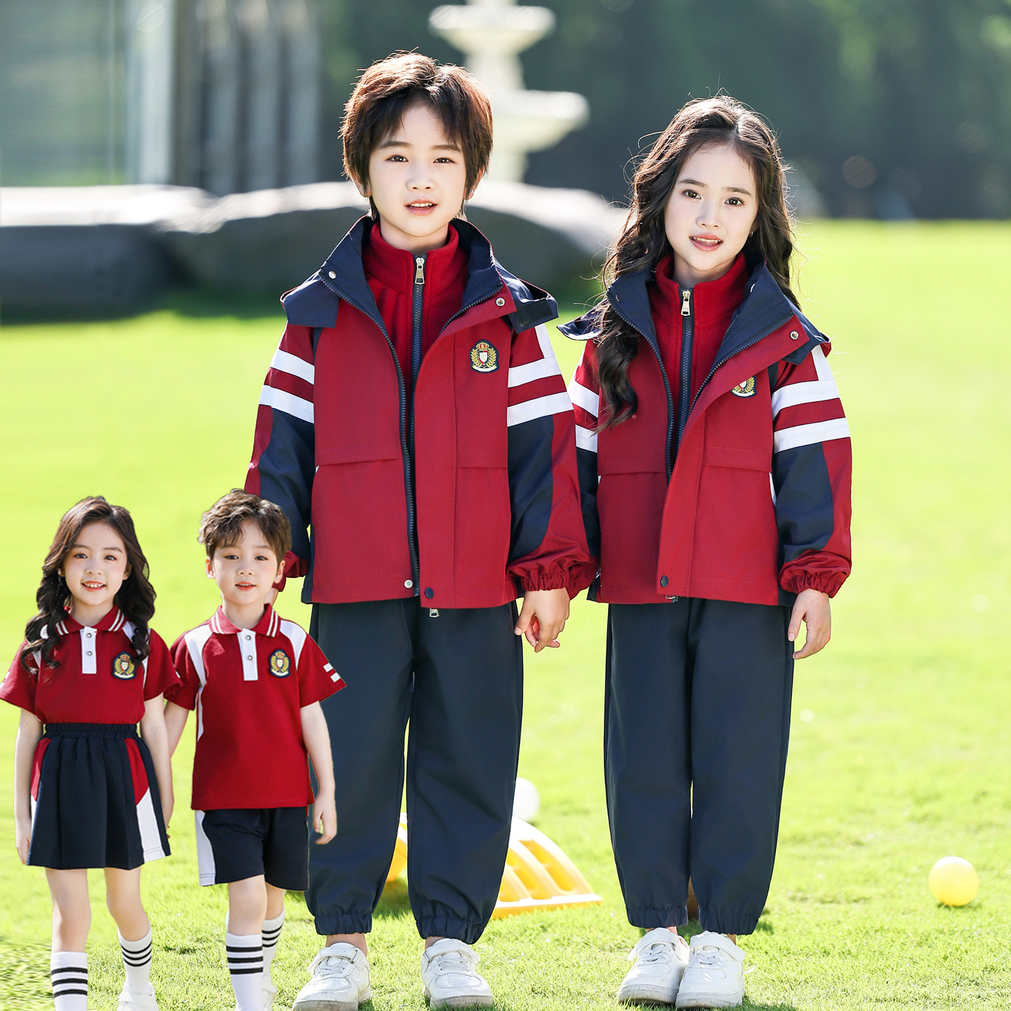 小学生班服套装秋冬装冲锋衣三件套幼儿园园服春秋季儿童校服新款