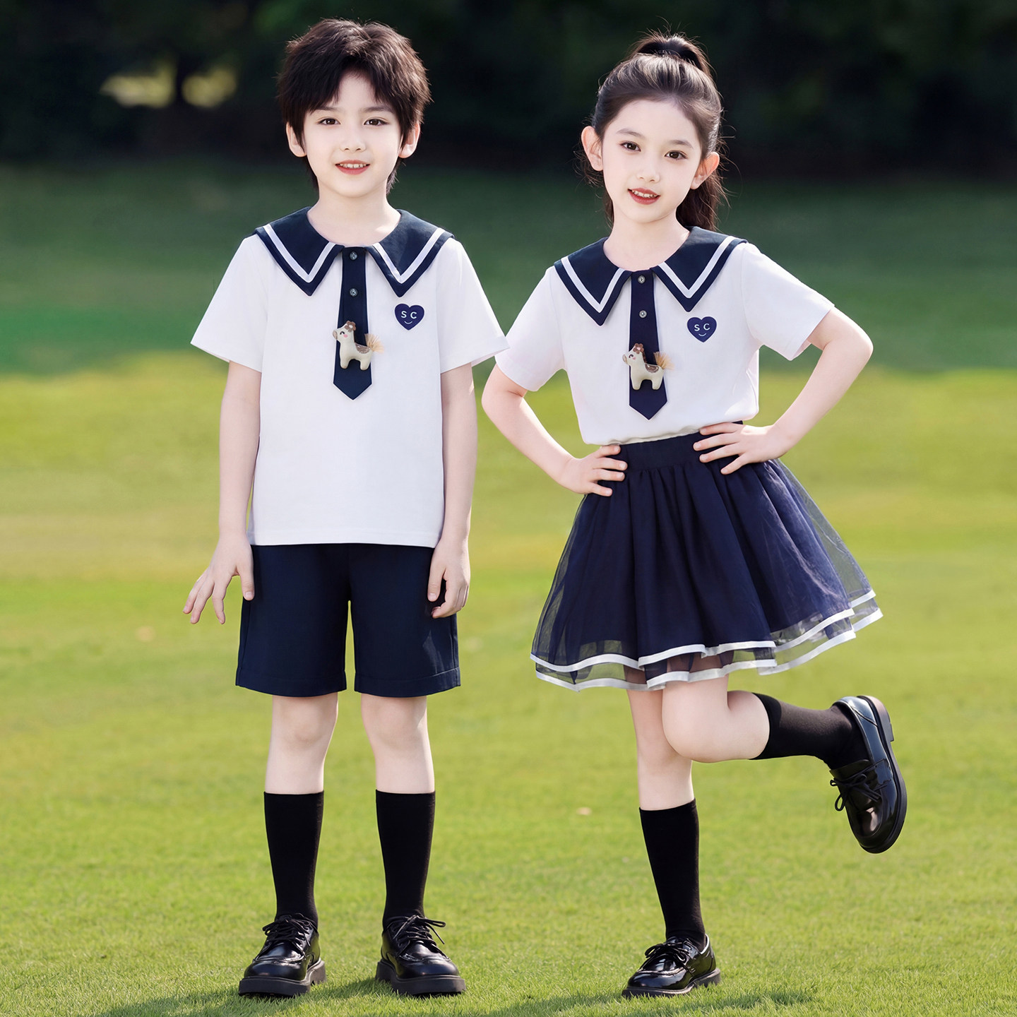 幼儿园毕业服装夏季小学生班服六一儿童演出服男女朗诵合唱表演服