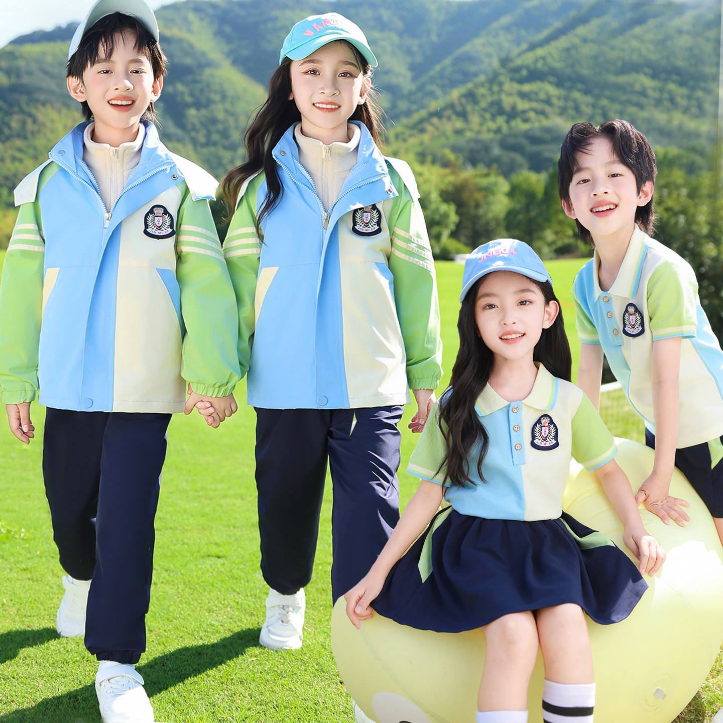 幼儿园园服冲锋衣三件套儿童班服套装年级运动会小学生校服春秋装