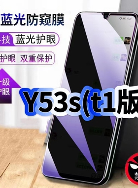 适用vivoY53St1版蓝光防窥膜V2069A黑边钢化膜y53st2手机膜保护隐私Y53s护眼防偷窥看5G全屏防摔爆高清玻璃膜