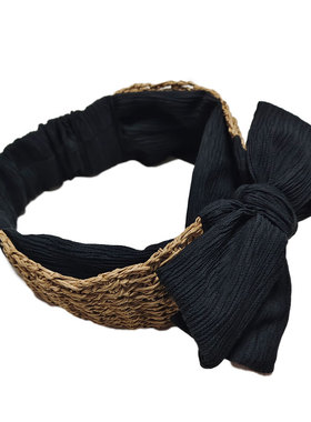 韩国大东门新品  夏百搭ins风棉麻蝴蝶结编制发箍发饰发带