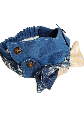 质感 蝴蝶结  纽扣 发带 交叉 设计 小众P05B