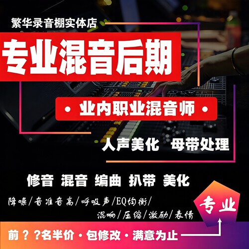 专业歌曲后期混音修音人声美化