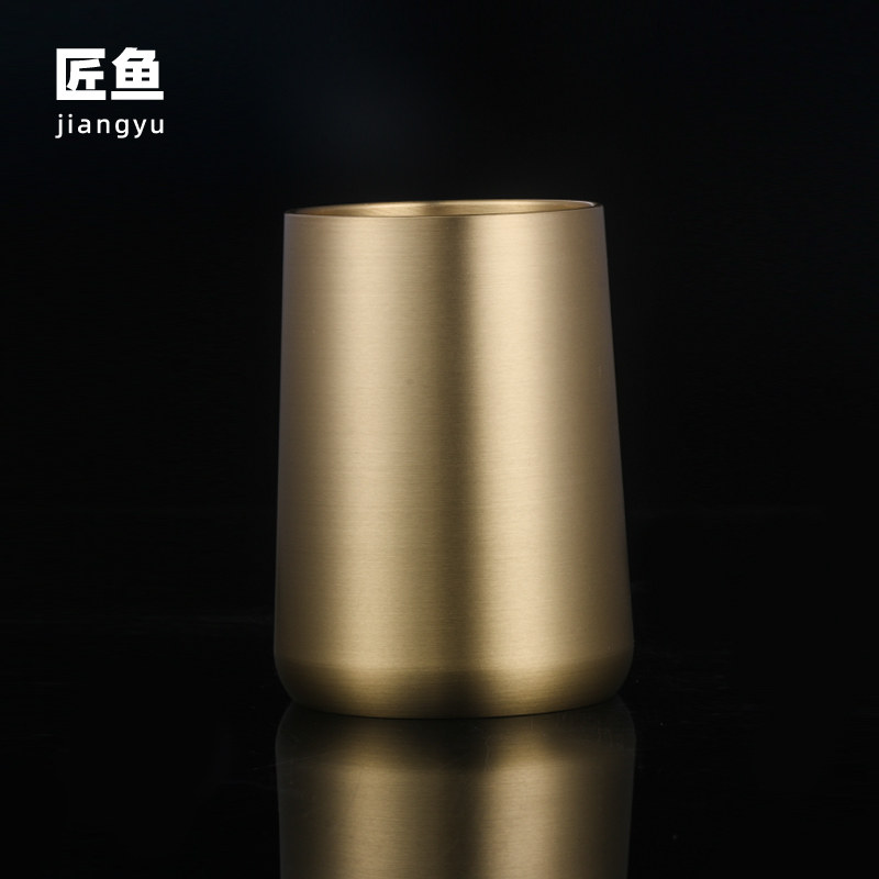 匠鱼金玉满堂茶筒黄铜单个收纳筒