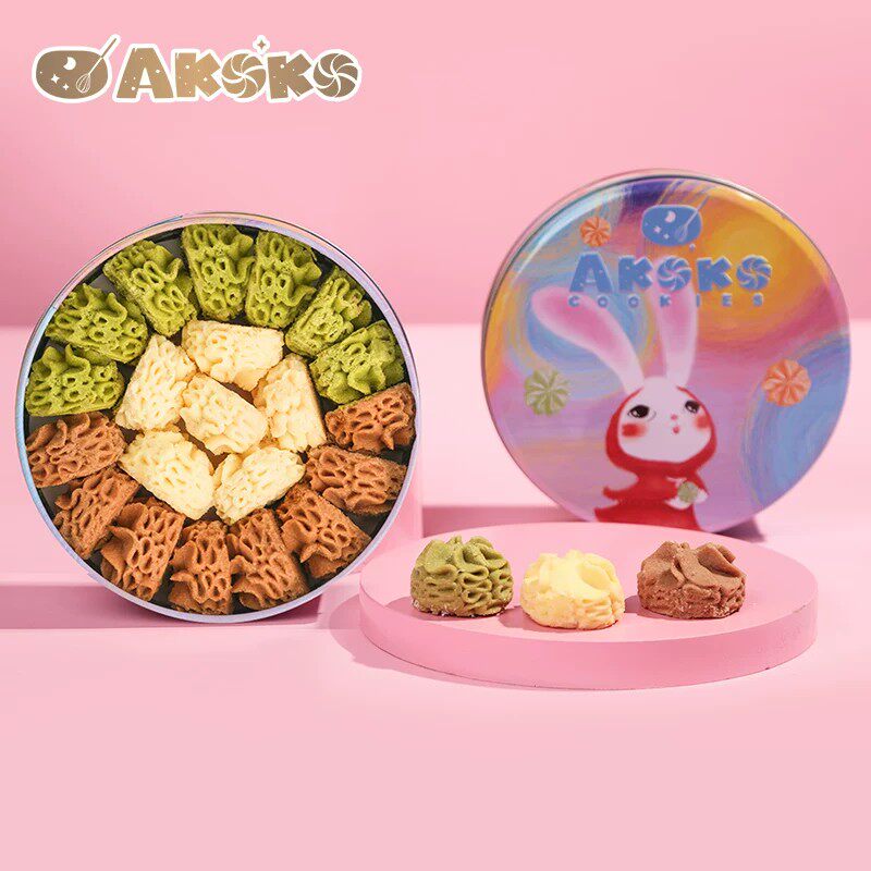 【牛奶和爱丽丝专属】AKOKO小花黄油曲奇饼干160g礼盒薄脆饼干