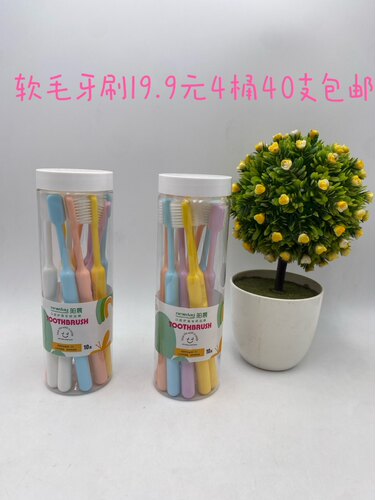 成人家用客用  软毛桶装10支牙刷 不伤牙龈 中小头牙刷  男女通用