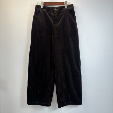 复古灯芯绒松紧腰阔腿裤女黑色宽松百搭休闲哈伦裤