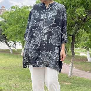 复古短袖连衣裙新款气质显瘦大码棉麻连衣裙高端洋气减龄gj裙子