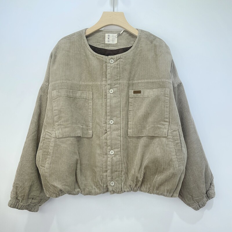 灯芯绒圆领宽松女款棉服外套