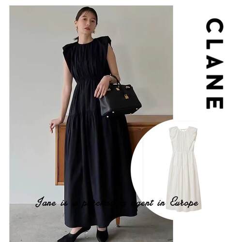 国现 日本直邮 CLANE 清仓松本惠奈露背系带云朵过膝百褶长洋装