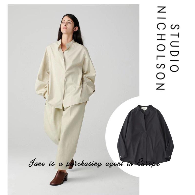 英国直邮Studio Nicholson衬衫 桑蚕丝棉混和长袖衬衫 立领通勤风