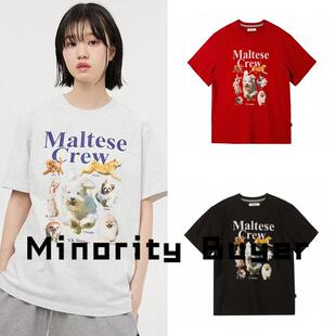 现货 买手店 WAIKEI  男女同款小众百搭宽松狗狗印花短袖T恤上衣