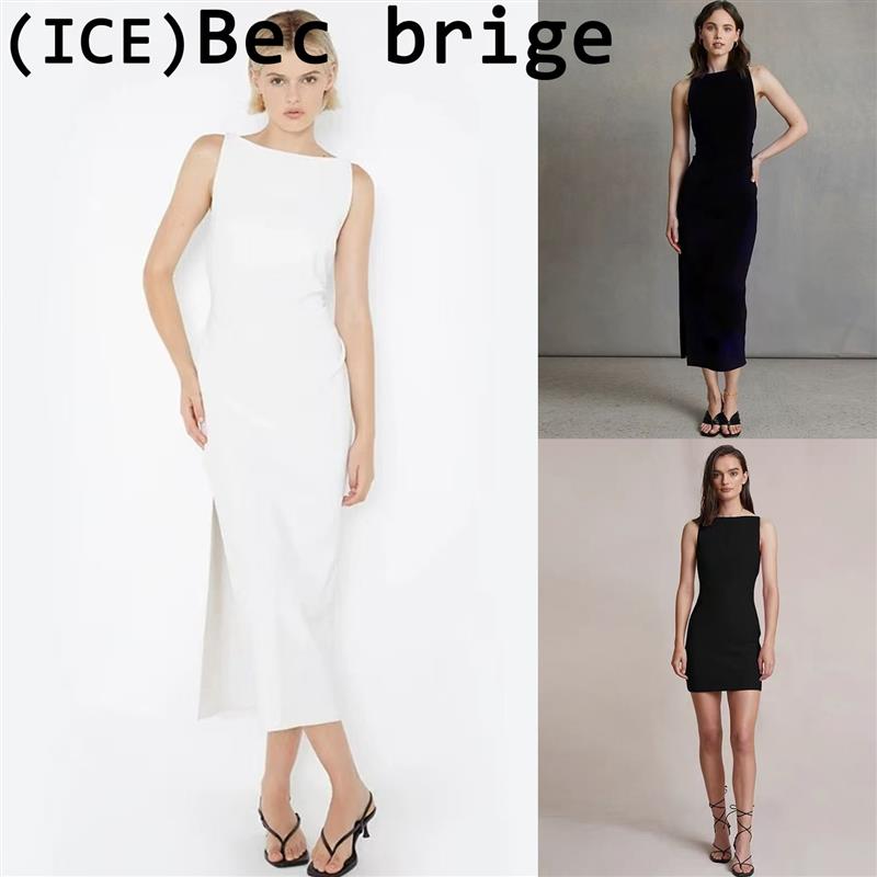 ice买手店正品折扣Bec Bridg洋装纯色平肩一字肩长短裙伴娘礼服
