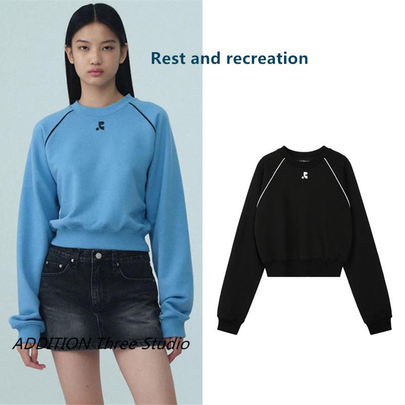 韩国Rest and Recreation 25秋季新款学院风圆领宽松插肩套头卫衣