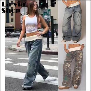 买手店正品Revice denim螺纹腰头重工刺绣阔腿牛仔裤女