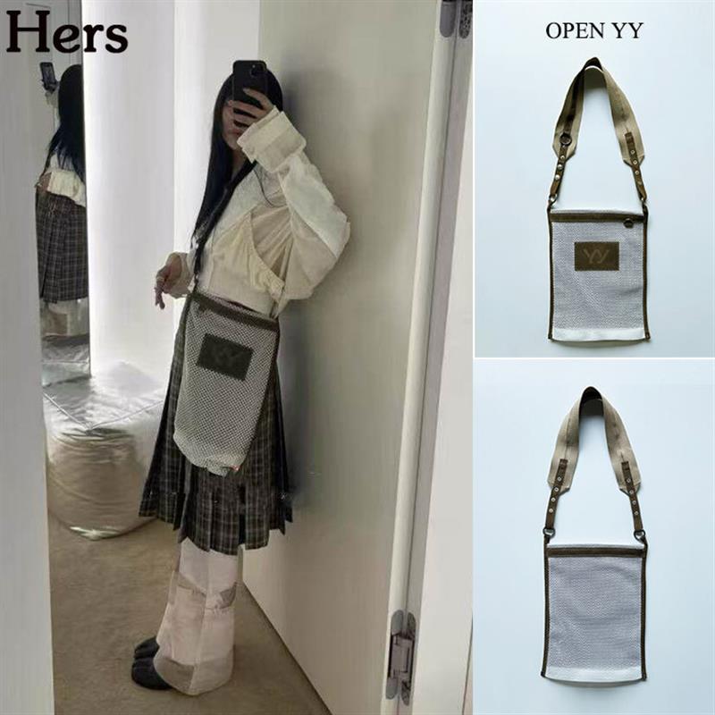 正品韩国品牌OPEN YY 透气网面宽肩带大容量单肩斜挎包女