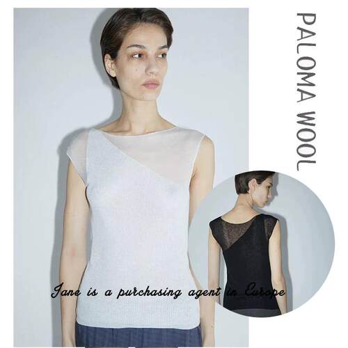 国现 西班牙直邮 PALOMA WOOL 25夏Nomel拼接一字领无袖背心上衣
