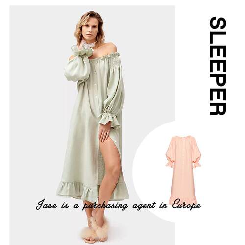 国现 乌克兰直邮 Sleeper 23夏季浪漫飞边露肩度假亚麻衬衫洋装
