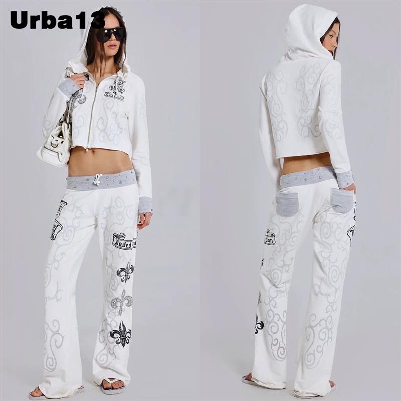 Urba13买手店正品现货Jaded London詹詹同款鸢尾花钉珠卫衣长裤