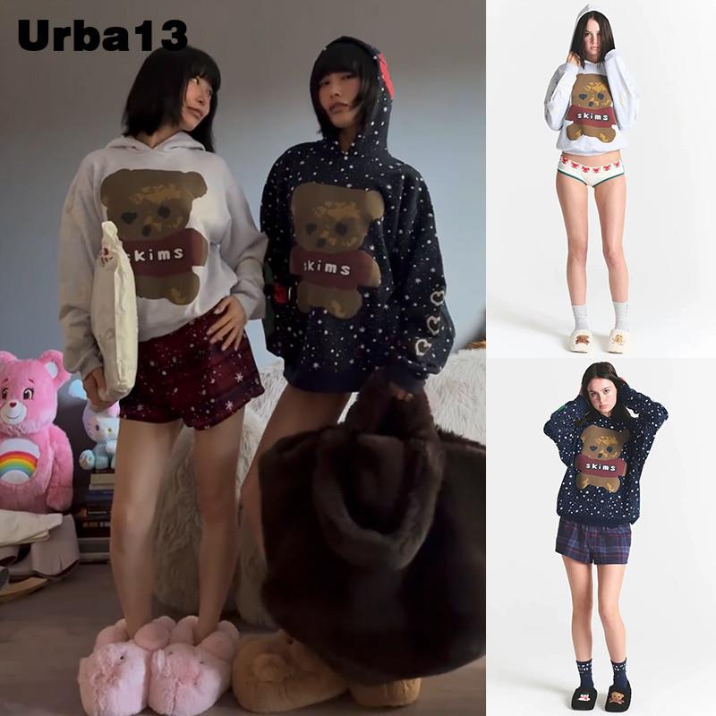 Urba13买手店现货正品SKIMS卫衣联名耶诞小熊雪花连帽衫连帽上衣