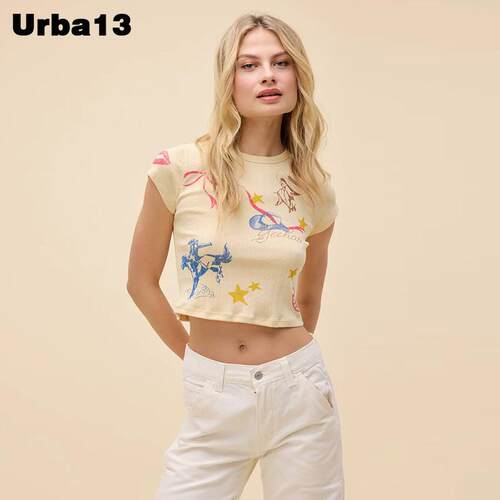 Urba13买手店正品现货daydreamer短袖辣妹童趣印花短款T恤打底衫