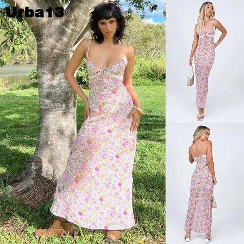 Urba13买手店现货正品Princess Polly洋装碎花抽绳包臀吊带长裙