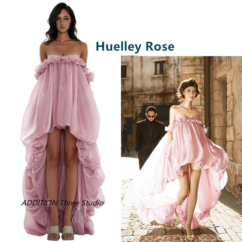越南 Huelley Rose 25春夏新款抹胸荷叶花边前短后长拖尾连衣裙女