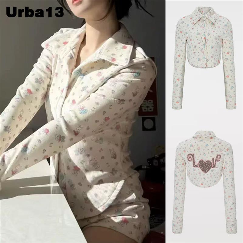 Urba13买手店现货正品Minjiena可爱卡通印花刺绣连帽衫短外套