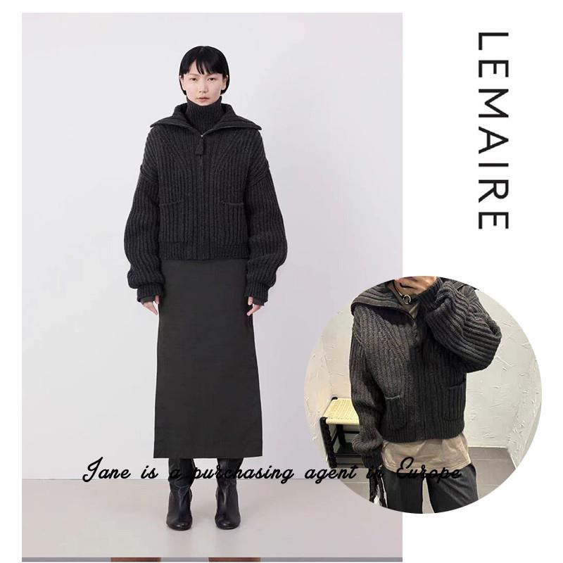 国现 法国直邮 LEMAIRE 女士宽松深咖色卡车司机领拉链开衫上衣
