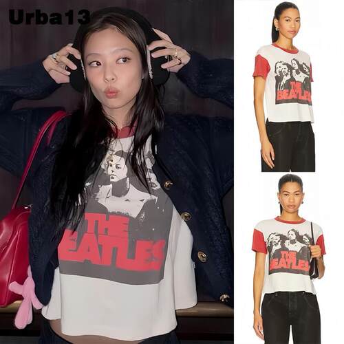 Urba13买手店现货正品Madeworn短袖Jennie同款披头士乐队拼色T恤
