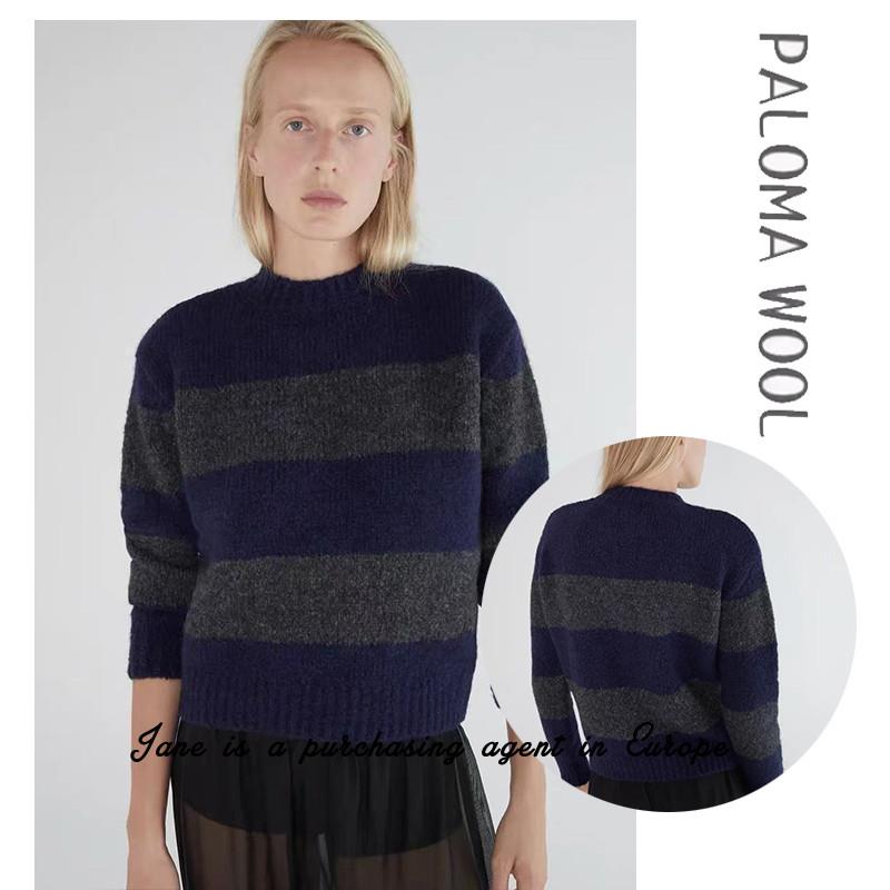 国现 西班牙直邮 PALOMA WOOL 简约条纹羊毛混纺针织圆领套头毛衣