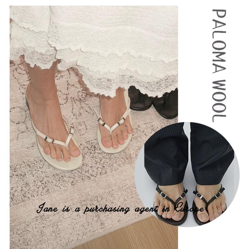 国现 西班牙直邮 PALOMA WOOL 25露趾牛仔细带纯色人字分趾凉拖鞋