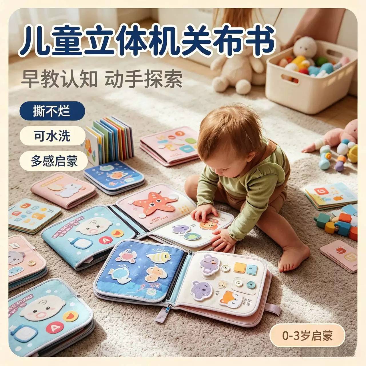 婴儿撕不烂布书早教益智玩具